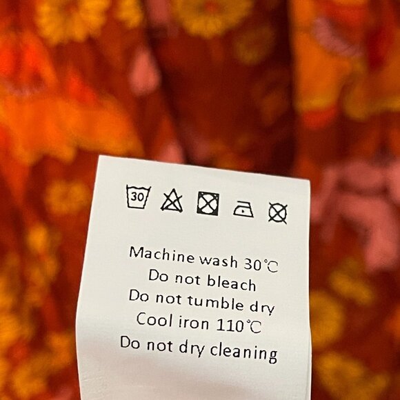 Women Colorful Floral 90s Retro Hippie Boho Girly Smocked Tiered Maxi Dress L - Picture 14 of 14